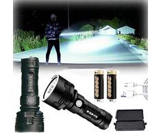 30000-100000 lumen Lampada torcia impermeabile LED ad alta potenza, Ultra luminosa 3 modalità La più potente torcia elettrica ricaricabile 50W XLM-P70 LED USB(50W XLM-P70,Singola batteria al litio)