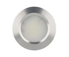 Mini Faretto Led Da Incasso Rotondo 3W AC/DC 12V DC 24V Foro 50mm Carcassa Alluminio Satinato (Bianco Caldo)