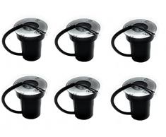 LEOFLA 6 Faretti Da 1 Watt Ad Incasso Luce Led Da Esterno Segnapassi Calpestabile IP65