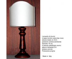 Idea casa: Lampada da tavolo PRODUZIONE PROPRIA (made in Italy) base in Legno color Noce Paralume INCLUSO. Altezza 35cm