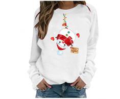 Fulidngzg Maglione natalizio da donna a LED, maglione da donna, con stampa natalizia, pupazzo di neve, autunno/inverno, a maniche lunghe, girocollo, Natale, maglione natalizio, Y-bianco., M