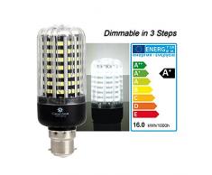greensun LED mais lampadina LED SMD2835 lampadina Corn Light dimmerabile (100%-50%-25%) Risparmio Energetico Lampada per lampade da parete, Lampade da tavolo, lampade da soffitto 220 V – V 3000 K, 16W Kühlesweiß, B22d, 16.00 wattsW, 240.0 voltsV