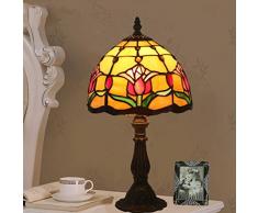 GUOGEGE Lampada da Tavolo Decorativa Classica in Vetro colorato Tiffany Elegante Lampada da Comodino retròLampada da Tavolo Soggiorno Camera da Letto Lampada da Comodino in Stile Barocco