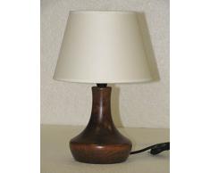 Lampada lumetto abat jour da comodino fiaschetta in legno tornito con paralume; produzione propria, made in Italy (noce)