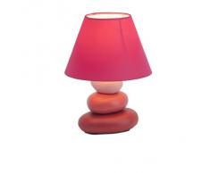 Brilliant 92907/01 Paolo - Lampada da Tavolo, a Effetto Pietre in Ceramica e Tessuto, Dimensioni 23 x 17 cm, Colore: Fucsia