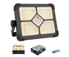 Faro Luce LED Ricaricabile ERAY 150W Lampada da Lavoro Solare USB con Batteria da 15000mAh, Faretto LED Portatile 5 Modalità/Dimmerazione Continua per Campeggio Riparazioni Auto, Garage