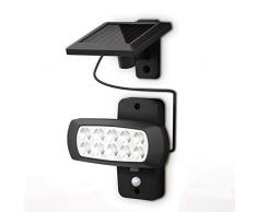 B.K.Licht Faro LED solare esterno con sensore di movimento e crepuscolare, luce fredda 6500K, luce di sicurezza con accensione automatica, pannello solare, lampada da parete per cortile, nero, IP44