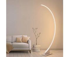 LANMOU Lampada ad Arco LED Moderna Lampada da Terra Salotto Dimmerabile con Telecomando, Scandinavo Stile Lampada a Stelo per Soggiorno Camera da Letto,Bianca