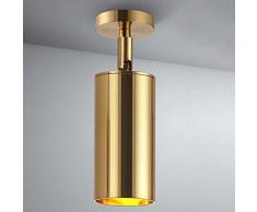 LMAMZ Ottone Lampada da Soffitto Camera da Letto, Moderna Faretti LED Orientabili con 3 Temperature di Colore, Doro Applique da Parete Interno, φ 6cm * H 16cm,10w