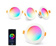 4x Faretti da incasso a LED WIFI, faretto da soffitto LED WiFi RGBWW 9W dimmerabile, faretti LED da Incasso rotondo 230V per soggiorno, camera da letto, compatibile con APP, Alexa, Google home