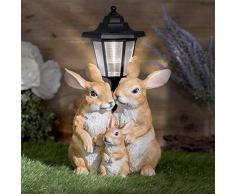 GloBrite Garden Solar Rabbit Family con lanterna a forma di lanterna da giardino, decorazione ornamentale