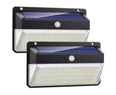 Lampade Solari a da Led Esterno,【 Alta Efficienza 228LED-2200mAh】VOOE Luce Solare Led Esterno Sensore di Movimento 3 Modalità Luci Esterno Energia Solare Impermeabile IP65 per Giardino - 2 Pezzi