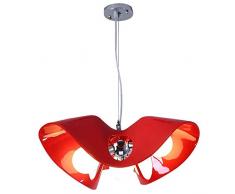 EENNAAJJ Lampadari,Lampade a Sospensione Moderne E27, Altezza Regolabile Lampadari,Lampada a Sospensione a Goccia Paralume in Resina Lampadario a soffitto Rosso Chiaro semplicità Elegante G30