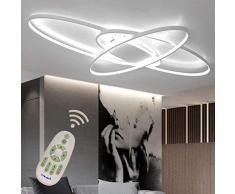 LED Plafoniera Soggiorno Dimmerabile Soffitto Lamp Moderno Ellisse Annulus Designer Lampada a Sospensione con telecomando Cucina Métal Acrilica Sala da pranzo Ufficio Lampadari L95*W65cm