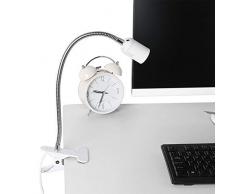 Portalampada E27 con Pinza, Lampada con Pinza, Orientabile Clip 30cm Flessibile Metallo Collo Lampada da Tavolo a LED per Trucco, Tatuaggio, Ufficio, Lettura Notturna