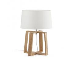 Lampada da tavolo Lorefar BLISS colore bianco Base in legno con interruttore Lunghezza cavo 1.8 metri lampadina 1XE27 60W o 1XE27 14W risparmio energetico non inclusa Lampada Ø 320xh175mm Base 255mm H totale 440mm Lampada da scrivania FARO 28401