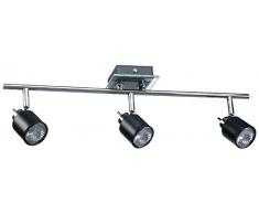 Mathias 3367308 Slow Spot - Lampadario con 3 faretti GU10, 35 W, 230 V, altezza 14 cm, lunghezza 55 cm, colore: nero