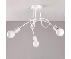 iDEGU 3 Luci Lampadario a Sospensione Retrò Lampada da Soffitto Industriale Paralume in Metallo E27 Lampada a Sospensione Moderna Plafoniera per Soggiorno, Camera da Letto (senza lampadine) (Bianco)