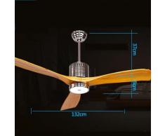 Jack Mall Ventilatore a soffitto lampada Ventilatore antico europeo illumina semplici fan moderni LED americano Lampadari foglie a ventaglio in legno massiccio (colore : Giallo)