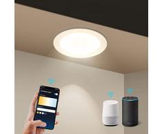 Aigostar Faretti LED da Incasso Intelligenti ultrasottili, 12W. Compatibile con Alexa e Google. Luce dimmerabile da 3000-6500K. Controllo Vocale, Controllo Wi-Fi Wireless