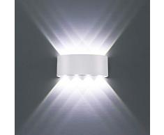 Applique da parete Interno Moderno, 8W Bianco Lampade da parete LED in Alluminio per interni esterno Perfetto per Camera da letto, Soggiorno, Corridoio, Scale, Percorso (Bianco Freddo)