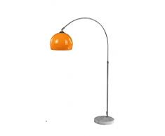 Generico Lampada ad Arco - Altezza Regolabile, LED, E27, max 60 W, Colore e Diametro a Scelta, Base Rotonda in Marmo, Paralume Ruotabile - Lampada da Terra (Altezza: 130 - 180 cm) (arancione)