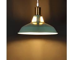 Lightess Lampada a Sospensione Vintage Industriale Lampadario Retro Rustico Lampadario Plafoniera in Metallo per Sala Cucina Camera da Letto, E27 (Verde)