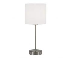 Briloner Leuchten - Lampada da tavolo, comodino o scrivania, 1x E14, con interruttore a cavo, paralume in tessuto, bianco, 160x385mm (DxH)