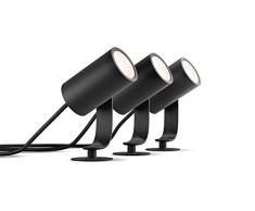 Philips Hue White&Color Lily Faretto Kit Base 3 Faretti, per Esterni, LED Integrato, Dimmerabili, 8 W, 640lm, Nero