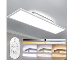 Plafoniera LED Pannello Dimmerabile, Lampada da Soffitto, 100 x 25 cm, 40W con Telecomando, Controluce Indiretta , 2700K–6500K Caldo Natural Freddo Bianco Lampada per Soggiorno Officina Ufficio