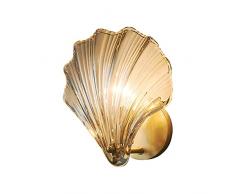 KRIPINC Applique LED da Parete Interno, Lampada da Parete a Forma di Conchiglia, Applique Vetro E14, Lampada Vintage, Applique Moderne da Parete per Soggiorno Camere da Letto Comodino (Ambrato)