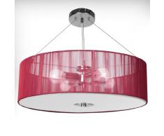 Lampadario in Tessuto - CEE: A++ a E, a Tamburo Ø 50cm, 4 Lampadine, E27, LED, Colore a Scelta - Lampada da Soffitto, Plafoniera a Sospensione, in Stoffa, da Soggiorno, Salotto (Rosso)