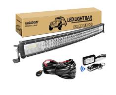 RIGIDON Barra Led Fuoristrada, curva 32 80 cm 405W Tripla Fila Barra Luce Led Con Strobo Cablaggio Kit, Per Auto Camion SUV ATV Barca 4x4 Veicoli Offroad, Impermeabile Faretti Fendinebbia, Bianco