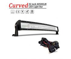 Willpower Barra LED Fuoristrada Barra Luce a Led Curva 81cm 405W Con Cablaggio 12V 24V Combinata di Fascio Spot e Inondazione Fari LED Luci da Lavoro per Trattore Auto Camion Barca 4x4 ATV