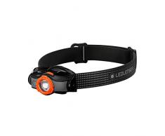 Ledlenser MH5 Torcia frontale LED da outdoor, nera/arancione, ricaricabile con batteria, 400 lumen, autonomia fino a 35 ore, luce rossa, possibile uso con 1 batteria AAA, clipmetallica