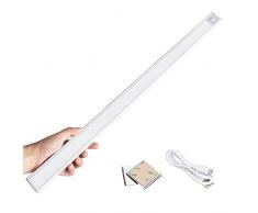GRIFEMA GD1001-60 Luce Armadio 115LED con Sensore di Movimento, Luci Notturne Wireless Ricarica USB, Barra Lampada Guardaroba, Senza Fili Luci Scale Emergenza, per Armadio Bar Corridoio Garage (60CM)
