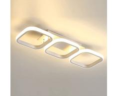 Plafoniera a LED, 3 rettangolare, stile nordico, stereoscopico, colore: nero, bianco, per corridoio, camera da letto, soggiorno, ufficio, sala da pranzo, luce bianca fredda, 33 W (bianco)