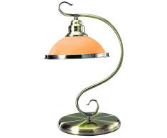 LAMPADA DA TAVOLO OTTONE ANTICATO VETRO AMBRA 1X60W E27 230V Art. 6905-1T