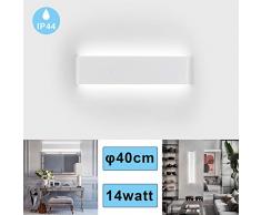Lampade da Parete Interno Moderno LED 14W Ketom Bianco Freddo 6000K 40CM Applique da Parete IP44 AC85-265V 1000LM Perfetto per Camera da Letto Soggiorno Corridoio Bagno Scale Bagno Luce Notturna