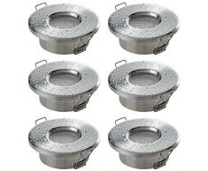 SEBSON 6x Faretti da incasso per Bagno IP65 incl. portalampada GU10 - Foro di montaggio ø65mm Dimensioni ø83x29mm, alluminio, LED / Alogena