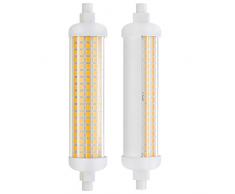 DiCUNO 2 Pezzi Lampadina LED R7s 118mm dimmerabile, 10W=lampada alogena 75W, 1100LM, Luce lineare con base R7s, Bianco caldo 3000K, 100-230V, Angolo del fascio 180 ° per faretto e applique