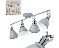 Lampada da soffitto 4-luci Koppom in metallo grigio-blu - Faretti per camera da letto - cucina - soggiorno - salotto - Gli spot sono regolabili e girevoli