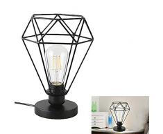 Chao Zan Lampada da tavolo rotonda in ferro E27, lampada a sospensione in metallo a gabbia per lanno, in ferro battuto, lampada da tavolo con cornice diamantata, per la casa, la camera da letto