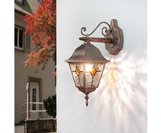 Applique vintage Salzburg elegante color rame antico in stile Tiffany E27 H:32 cm arredamento e illuminazione da esterno per giardino terrazzo