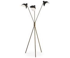Casa Padrino lampada da terra di lusso ottone antico/nero 87 x 87 x A. 180 cm - Elegante lampada da terra treppiede in stile anni 50 - Collezione di Lusso