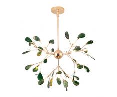 YAOXI Lampadario Moderno in Ottone Lampade A Sospensione A LED Lampada A Sospensione con Pietra in Agata Rosa per Cucina Ristorante Apparecchio A Sospensione per Soggiorno,Verde,D78cm