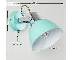 Lampada da parete Dompierre in metallo di colore turchese - Applique murale per interni -Spot mobile - Faretto con interruttore di accensione sulla struttura