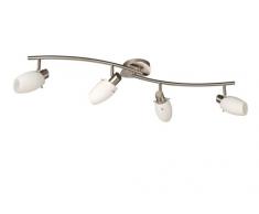 Philips Lighting 509941710 Usagi Barra Spot 4 Luci, Acciaio Spazzolato e Vetro Satinato, Bianco