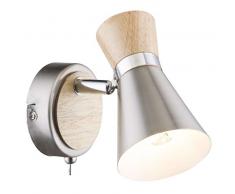 FARETTO DA PARETE parete lampada con interruttore corridoio lampada da da lettura (Spot mobile, lampada da salotto, camera da letto lampada, Legno)