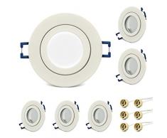 KYOTECH cornice faretto incasso GU10 Faretti impermeabili IP44 cornice per bagno, Per GU10 alogeno e MR16, Faretti led da incasso per cartongesso incl. portalampada GU10,set da 6